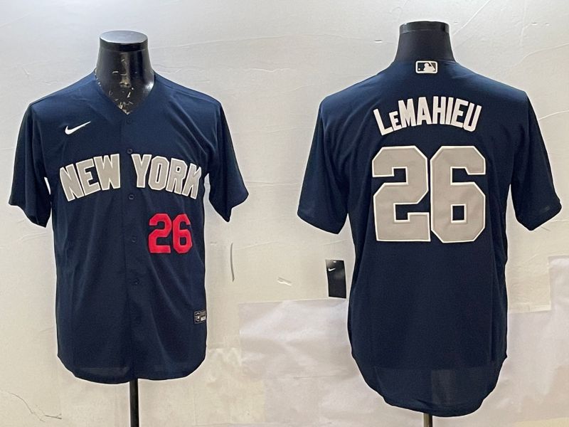 Men New York Yankees 26 Lemahieu Blue Game 2025 Nike MLB Jersey style 2